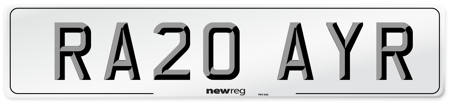 RA20 AYR Number Plate from New Reg